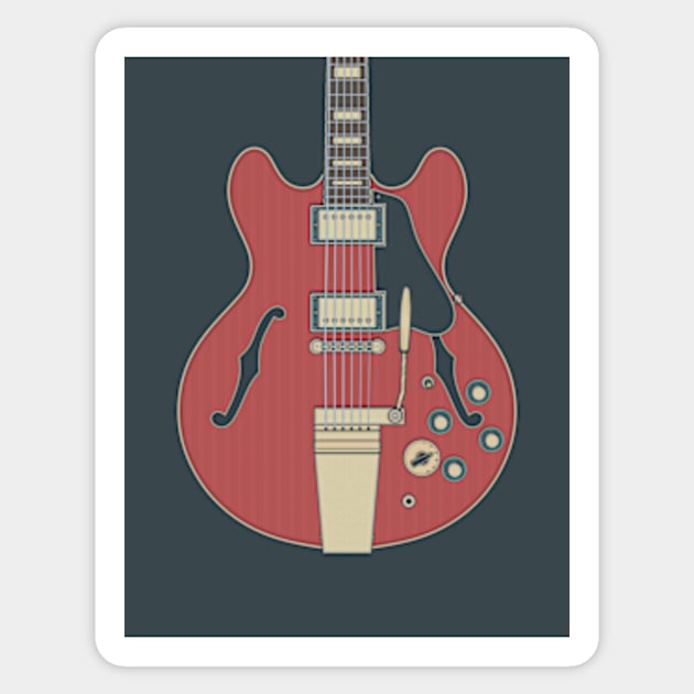 Cherry Vintage Hollow Body Guitar Sticker by milhad